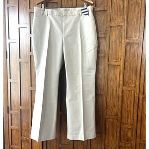 Lands End Womens Pants 16P NEW Khaki Straight Leg Creased Chinos Stretch Career